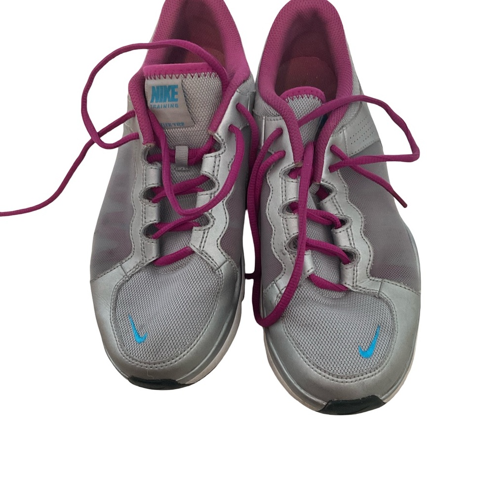 Nike Women's Silver and Pink Sneakers